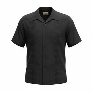 Cubavera 4-Pocket Black Camp Shirt Men's Sz Medium